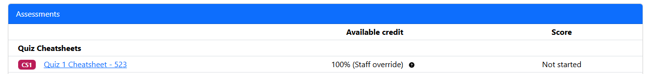 assessment page